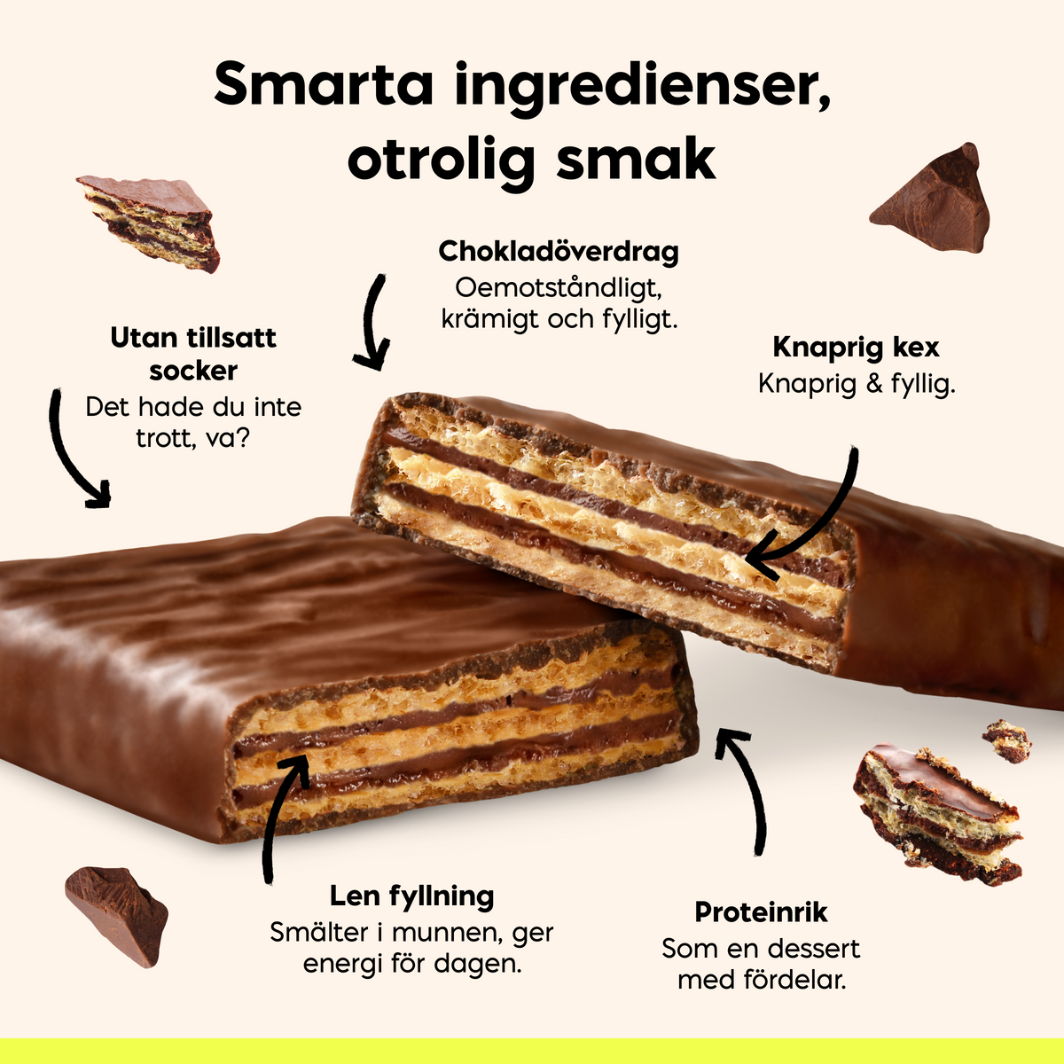 NICK'S chocolate protein wafer with crispy layers, chocolate coating and creamy filling