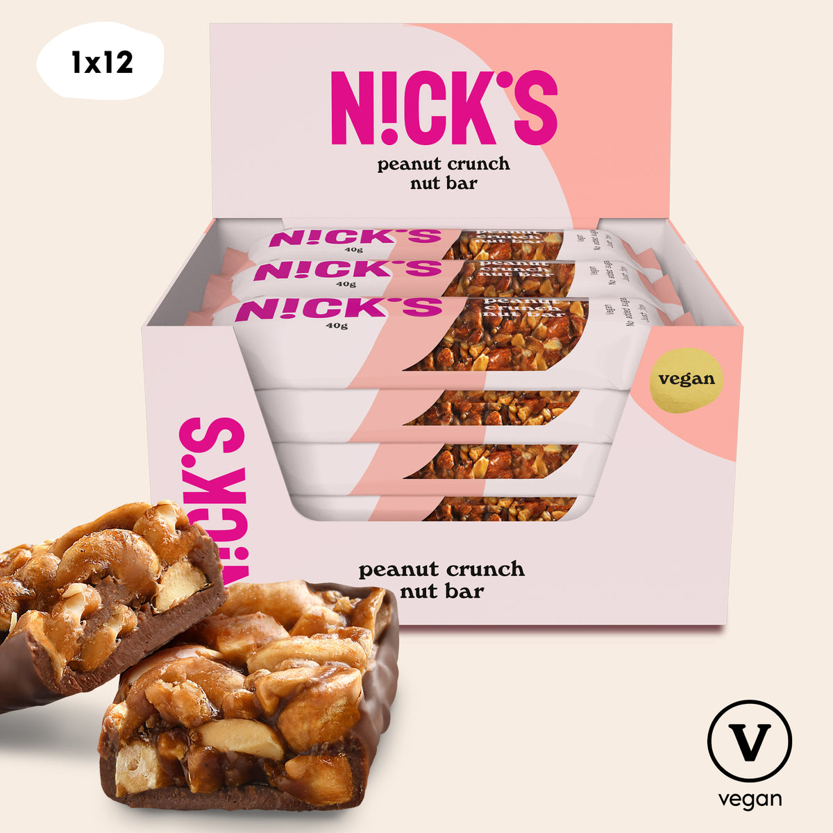 Nut bar Peanut crunch 12 x 40g NICK'S EU